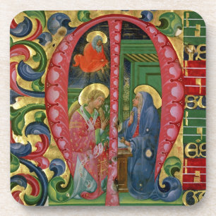 Historiated initial 'M' depicting The Annunciation Coaster