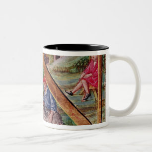 Historiated initial 'N' depicting sheep Two-Tone Coffee Mug