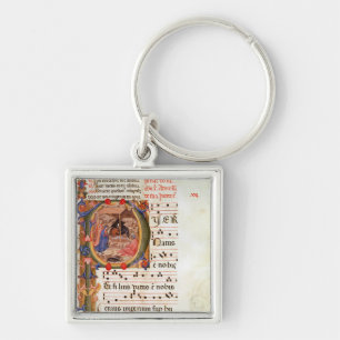 Historiated initial 'P' depicting the Nativity Key Ring