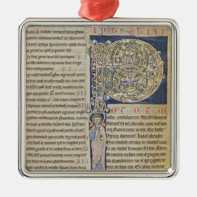 Historiated initial 'P' Metal Tree Decoration (Front)