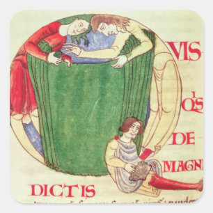 Historiated initial 'Q' depicting drapers Square Sticker