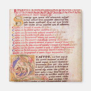 Historiated initial 'Q' depicting three Magnet