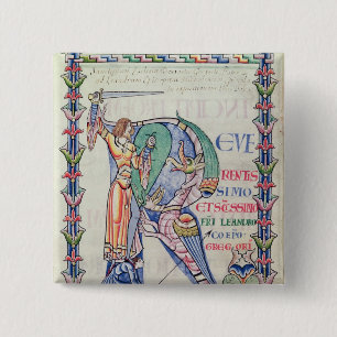 Historiated initial 'R' 15 Cm Square Badge
