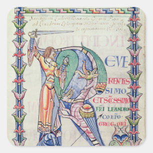 Historiated initial 'R' Square Sticker