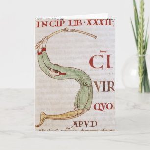 Historiated initial 'S' depicting a man Note Card