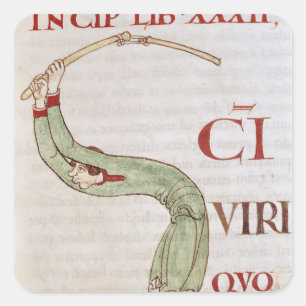 Historiated initial 'S' depicting a man Square Sticker