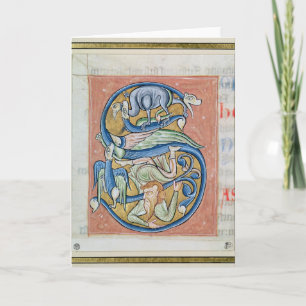 Historiated initial 'S' depicting an acrobat Note Card