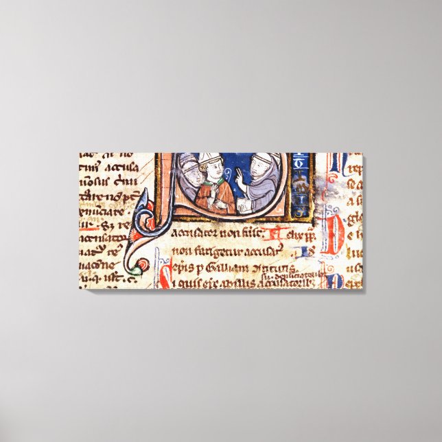 Historiated initial 'S' depicting Pope Gregory Canvas Print (Front)