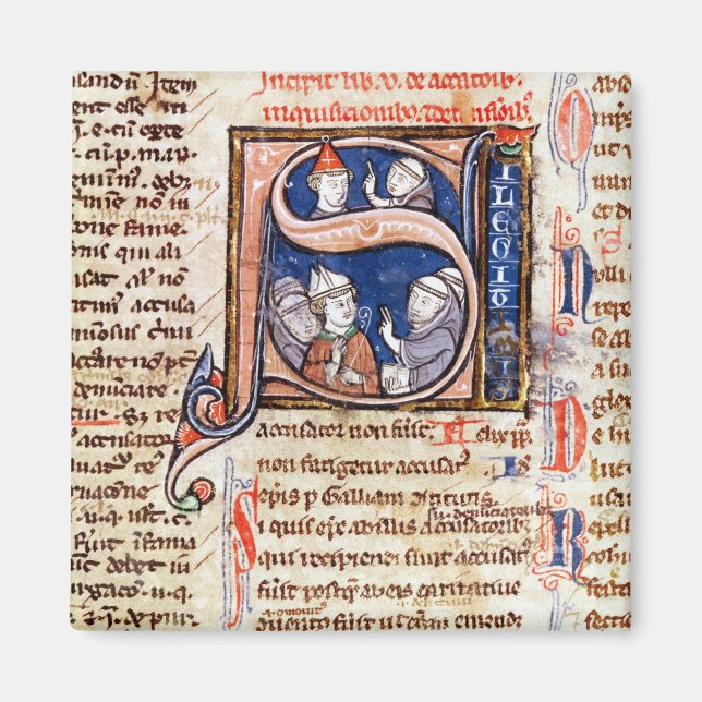 Historiated initial 'S' depicting Pope Gregory Magnet (Front)