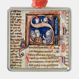Historiated initial 'S' depicting Pope Gregory Metal Tree Decoration