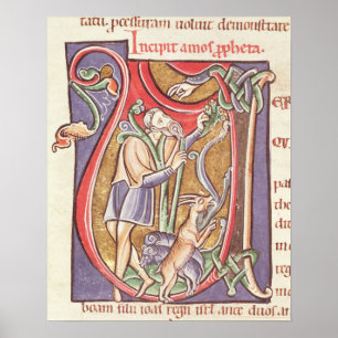 Historiated initial 'V' depicting Amos Poster
