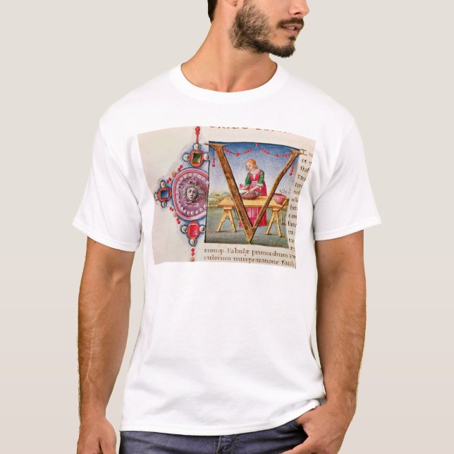 Historiated initial 'V' depicting T-Shirt (Front)