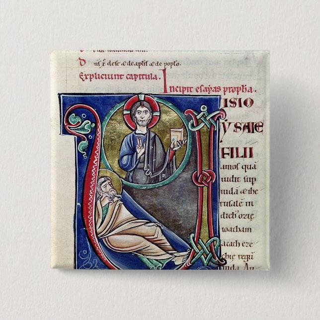 Historiated initial 'V' or 'U' 15 Cm Square Badge (Front)