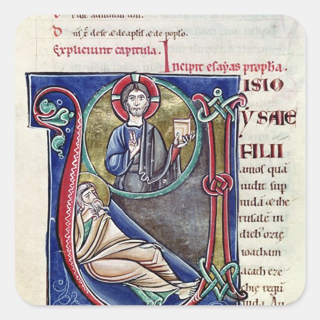 Historiated initial 'V' or 'U' Square Sticker (Front)
