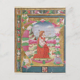 Historiated letter 'E' with figure of King Postcard