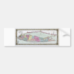 Historic 1855-1857 Travellers Map of Long Island Bumper Sticker