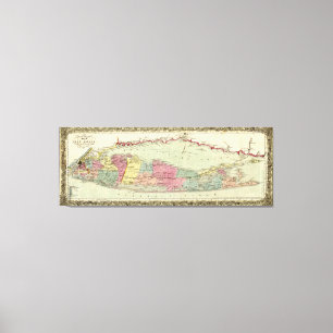 Historic 1855-1857 Travellers Map of Long Island Canvas Print