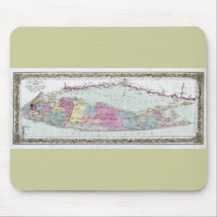 Historic 1855-1857 Travellers Map of Long Island Mouse Pad