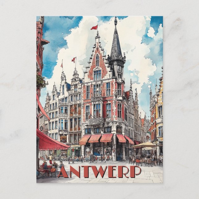 Historic Antwerp Belgium Travel Postcard (Front)