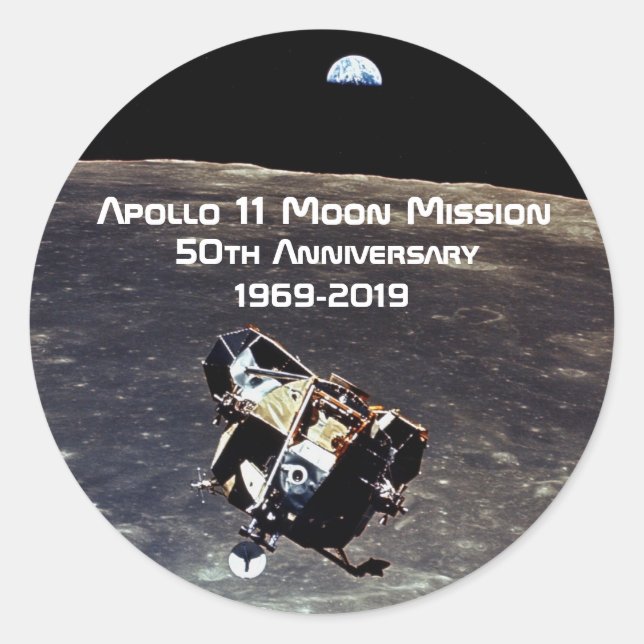 Historic Apollo 11 Moon Mission 50th Anniversary Classic Round Sticker (Front)