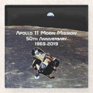 Historic Apollo 11 Moon Mission 50th Anniversary Glass Coaster