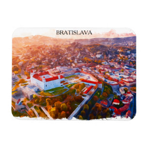 Historic Bratislava Slovakia - Watercolor Skyline Magnet