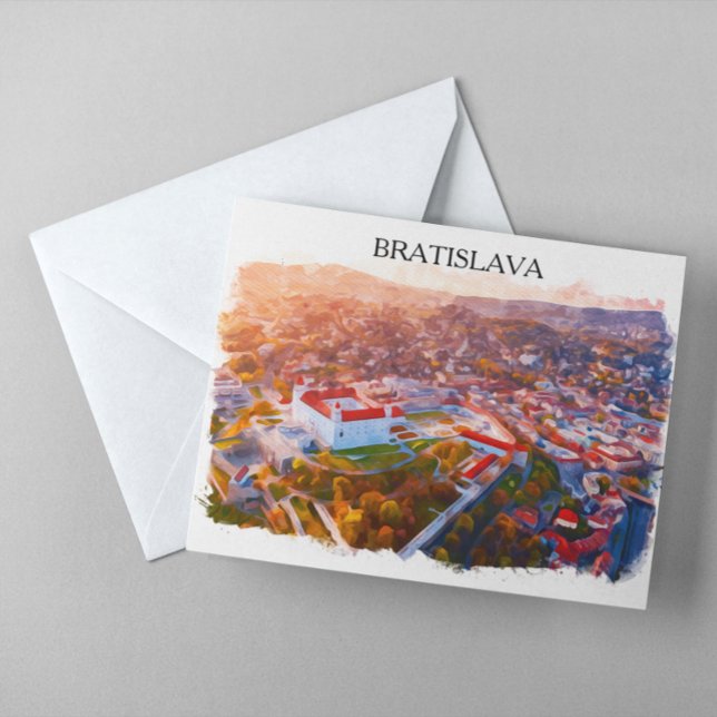 Historic Bratislava Slovakia - Watercolor Skyline  Postcard (Historic Bratislava Slovakia - Watercolor Skyline Postcard)