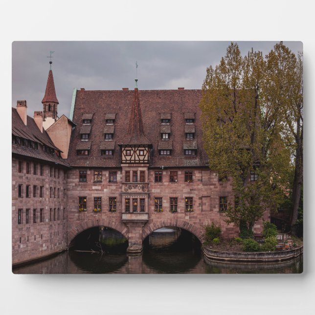 Historic building at sunset in Nuremberg, Germany Plaque (Front)