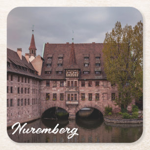 Historic building at sunset in Nuremberg, Germany Square Paper Coaster