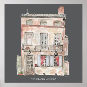 Historic Building New Orleans Watercolor Poster