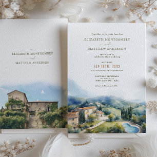 Historic Castello di Petrata Assisi Italy Wedding Invitation