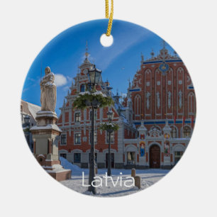 Historic city center in Riga, Latvia Ceramic Tree Decoration