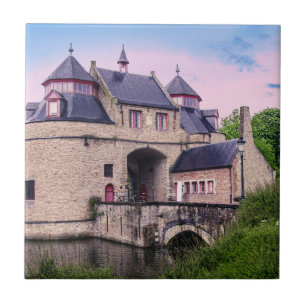 Historic city gate in Bruges Tile