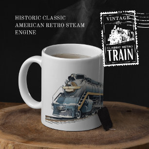 Historic Classic American Retro Steam Engine Two-Tone Coffee Mug