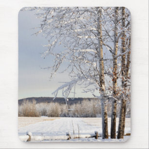 Historic Dairy Farm Field in Winter - Alaska Mouse Pad