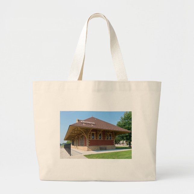 Historic Depot in Whitewater Large Tote Bag (Front)