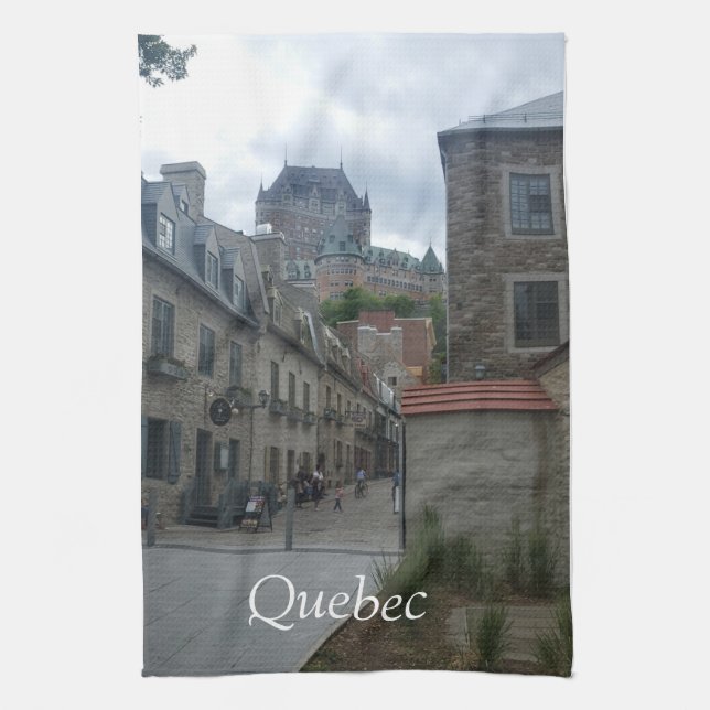Historic District in Quebec city Tea Towel (Vertical)