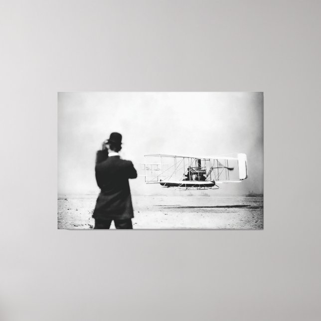 Historic First Flight Over Water - W. Wright 1909 Canvas Print (Front)