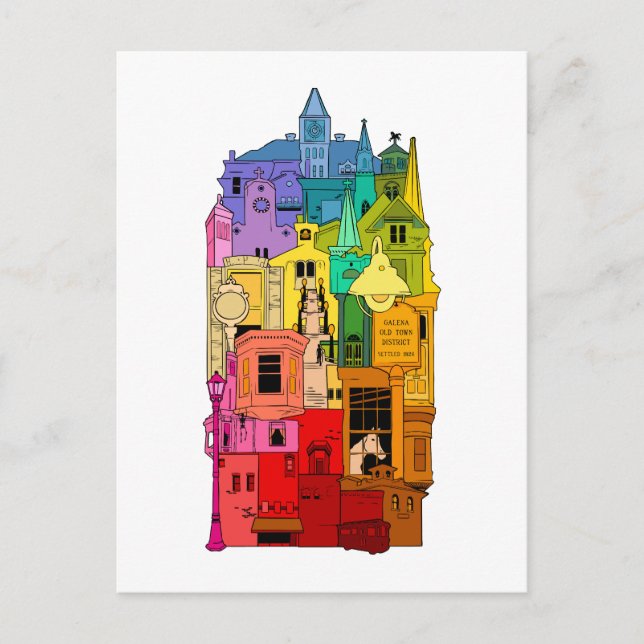 Historic Galena Illinois Rainbow Postcard (Front)