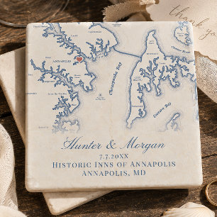 Historic Inns of Annapolis Wedding Chesapeake Map Stone Coaster