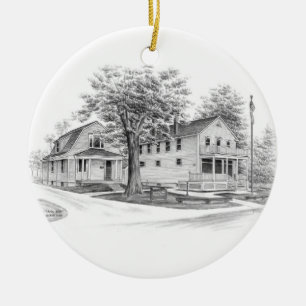 Historic Jaite Mill in Ohio (CVNP) Ceramic Tree Decoration