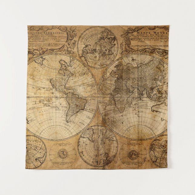 Historic Journey: 1746 World Map Tapestry (Front)