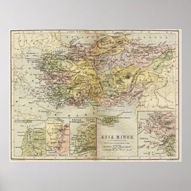 Historic Map of Ancient Asia Minor Anatolia Poster (Front)