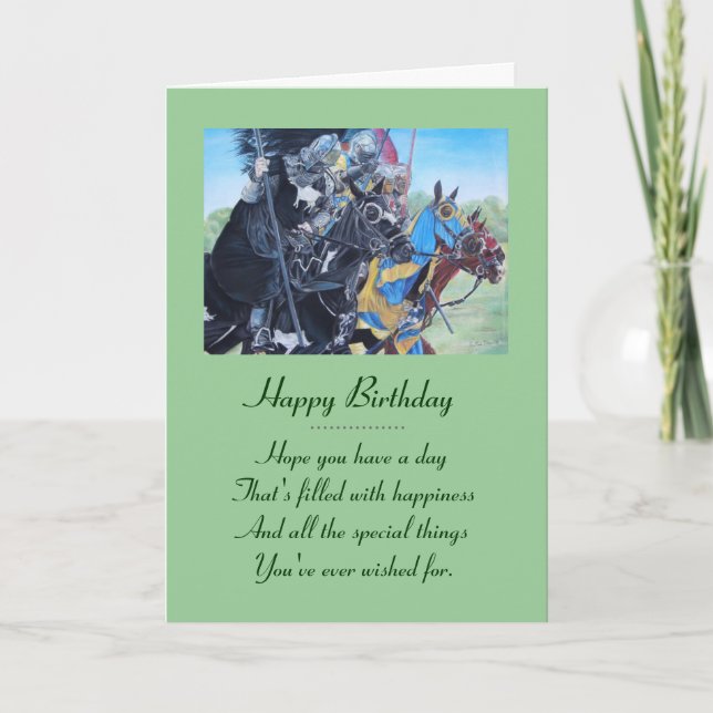 historic mediaeval knights jousting on horses card (Front)