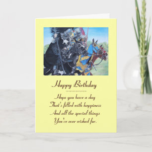 historic mediaeval knights jousting on horses card