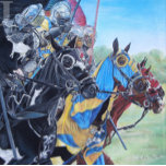 historic mediaeval knights jousting on horses pocket watch<br><div class="desc">This unique and very cool silver pocket watch has one of my favourite paintings on it, the jousting knights on horseback painting is titled "The Four Knights of The Forest Festival." I painted it from a photograph that I took when I was at the Forest Festival on Chingford Plains in...</div>