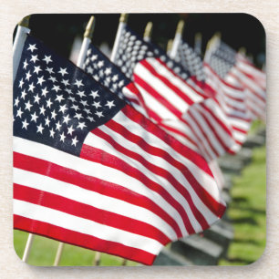 Historic military cemetery with US flags Coaster