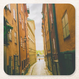 Historic old town, Gamla Stan, Stockholm, Sweden Square Paper Coaster