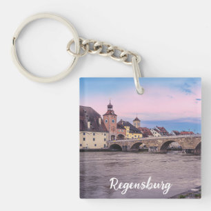 Historic old town in Regensburg, Germany Key Ring