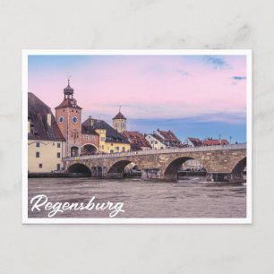 Historic old town in Regensburg, Germany Postcard